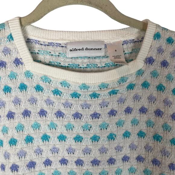 Vintage 90s Alfred Dunner pastel patterns short sleeve grandma sweater - Picture 2 of 6
